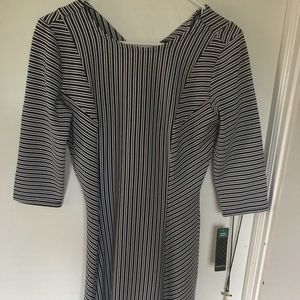 Navy and white striped dress